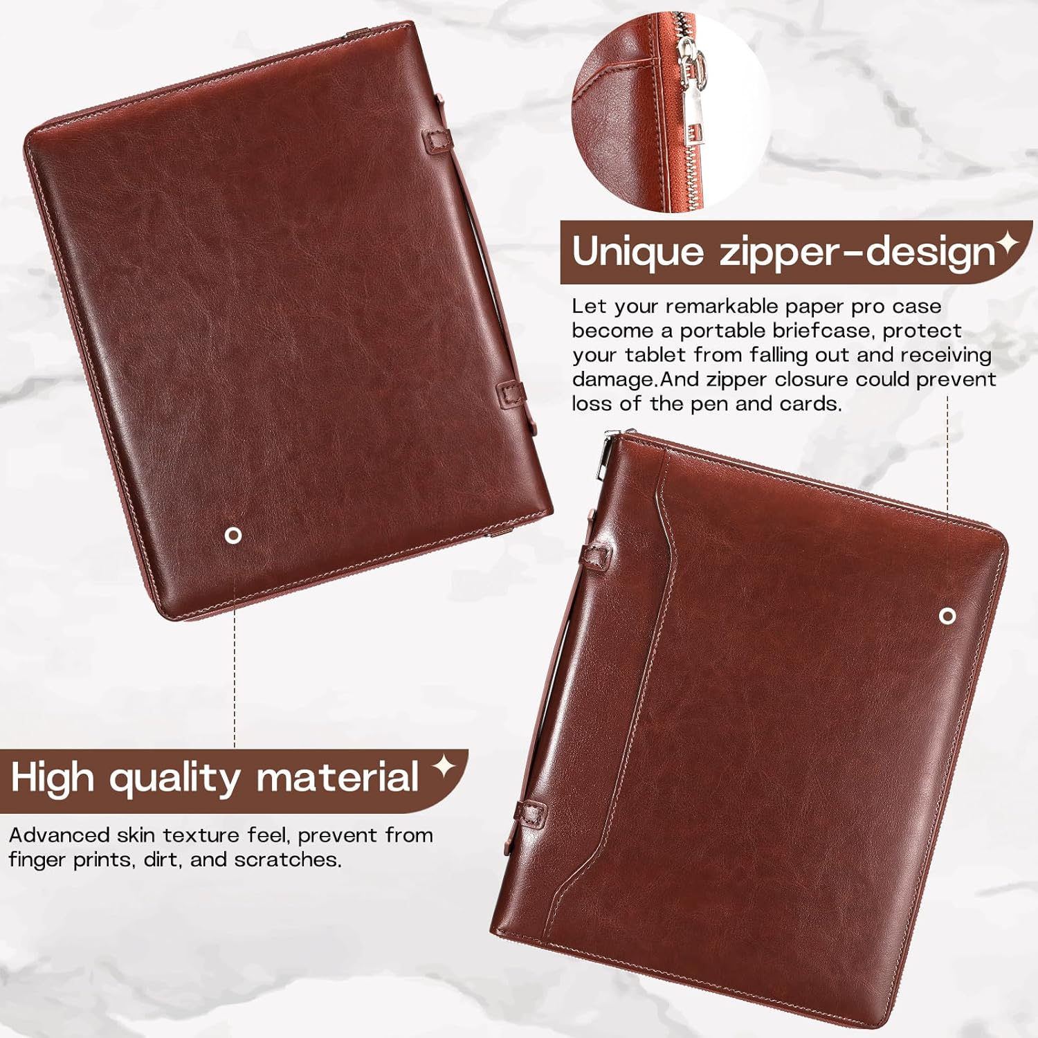 E NET-CASE Case for Samsung Galaxy Tab S10 Lite / S10 FE / S9 FE 10.9-Inch / S9 11-Inch, Zipper Bag,Clear Back Case/Hand Strap/Shoulder Strap/S-Pen Holder/Stand Cover,Brown
